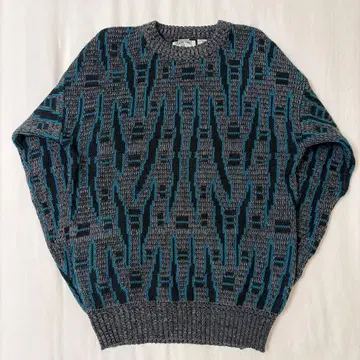 SOSTANZA 기하학 패턴 아크릴 스웨터 M