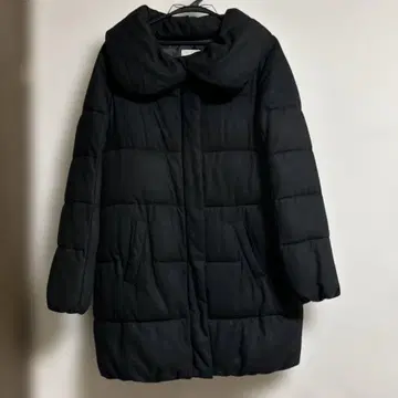 블랙 패디드 롱 코트
