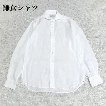 새상품급 가마쿠라 셔츠 린넨 100% 긴팔 드레스 셔츠 S 화이트