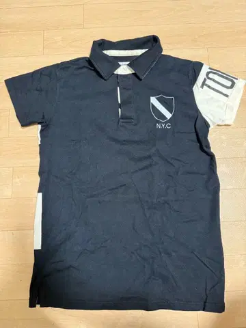 TOMMY 피케 셔츠 M 네이비/화이트