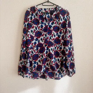 꽃무늬 쉬폰 블라우스 긴팔 M~L 상당 플라워 프린트 상의