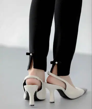 속기모 백 슬릿 리본 팬츠