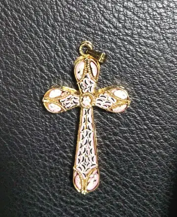 마이크로 모자이크 크로스 펜던트탑 빈티지