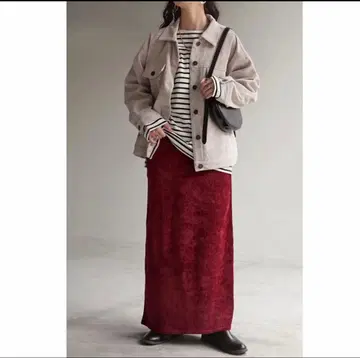 [ HUG.U ] 벨로아 롱 타이트 스커트