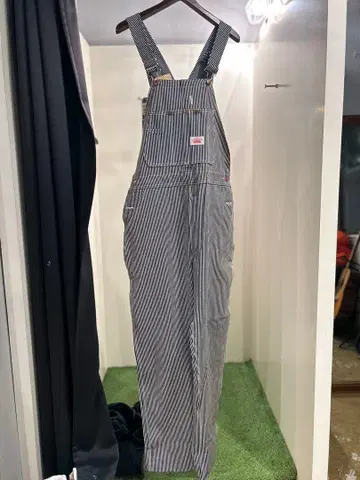 스트라이프 코튼 오버롤