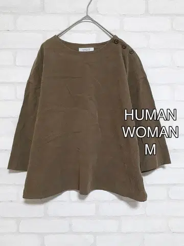 M465 HUMAN WOMAN 브라운 7부 소매 셔츠 코튼 100%