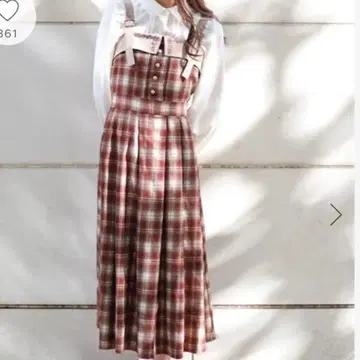 axes femme 자수 배색 체크 점프 스커트