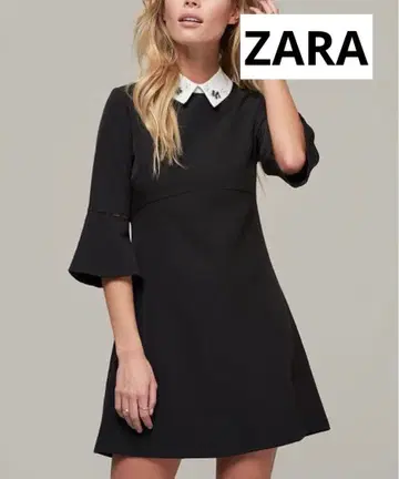 ZARA 카라 부착 비쥬 원피스 벨 슬리브