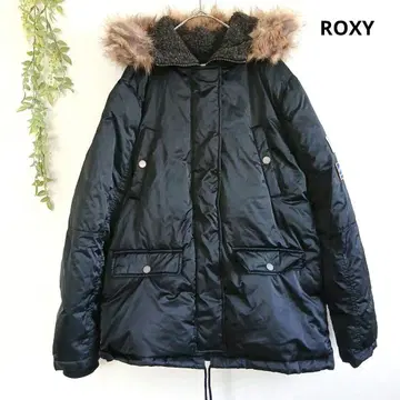 록시 다운 자켓 퍼 후드 캐주얼 패치 로고 집업