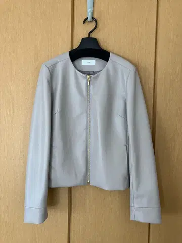 [ 미사용품 ] index 인조 가죽 노카라 자켓 ( 세탁 가능 )