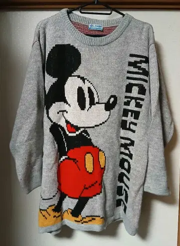 90s 디즈니 빈티지 미키마우스 니트 그레이