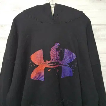 프린트 후드티 와이드 소매 블랙 USA 구제 의류