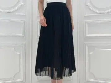 ( K11358 ) 아베닐 에투알 도트 튤 플리츠 절개 스커트 38