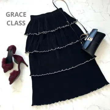 새상품급 그레이스 콘티넨탈 그레이스 클래스 플리츠 레이어드 롱 스커트