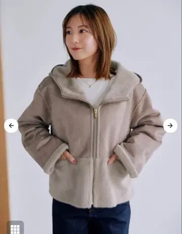 [ 새상품급 ] COHINA 코히나 페이크 무스탕 후디 코트