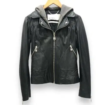 DOMA 블랙 라이더 자켓 후드 부착