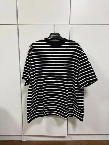 optstuff 오버 사이즈 블랙 화이트 스트라이프 T셔츠