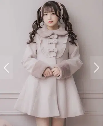 요크 프릴 리본 도리 코트 pium 핑크