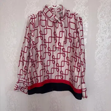 자라 기하학 패턴 긴팔 새틴 블라우스 M