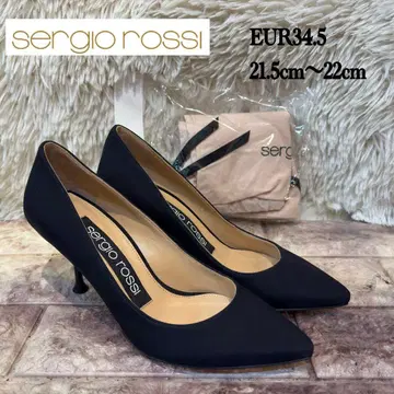 새상품 세르지오로시 블랙 포인티드 원단 핑힐 펌프스 22cm