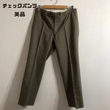 체크 팬츠 카키 새상품급