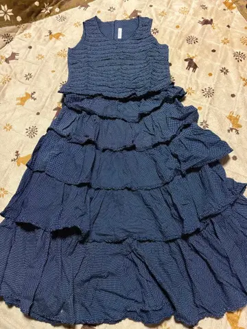 원더풀 월드 네이비 도트 프릴 블라우스와 단단 스커트 세트