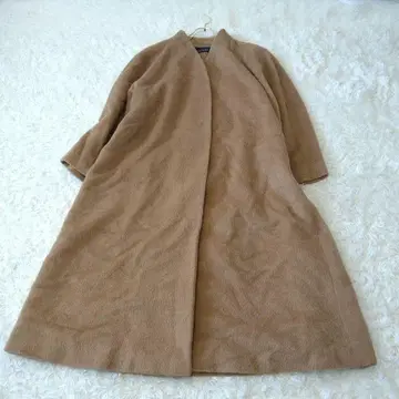 MAGNIFIQUE 노카라 오픈 프론트 롱 코트 울 9 카멜