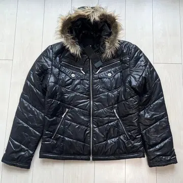 00s Y2K 충전솜 퍼 자켓 시크 스타일 블랙 L A.S.M