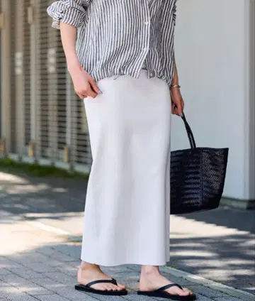 FRAMeWORK VIS-NY 풀 니들 타이트 스커트 화이트 40