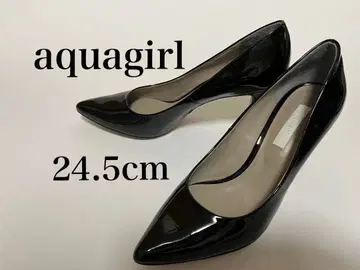 [새상품급] aquagirl 스틸레토 에나멜 펌프스 24.5cm 블랙