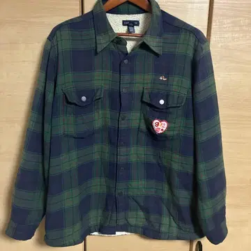 LANDS END 란즈엔드 두꺼운 옷 플란넬 체크 아우터 네이비 그린