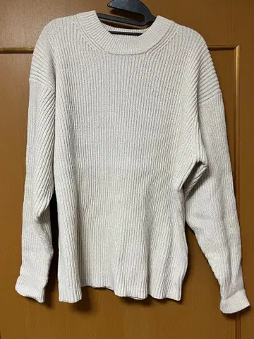 MOUSSY 리브편 화이트 스웨터 F