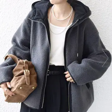 택 포함 새상품 SHIPS 보아 배색 후드 블루종 코트 아우터