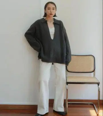 Knuth Marf slit neck loose knit smoke