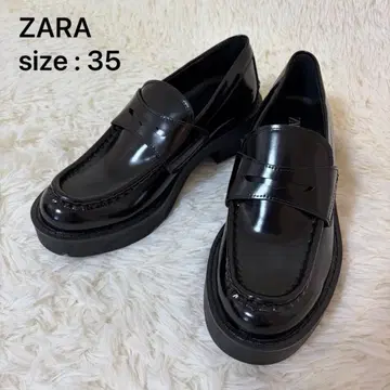 [컨디션 최상] ZARA 통굽 에나멜 로퍼 블랙 35
