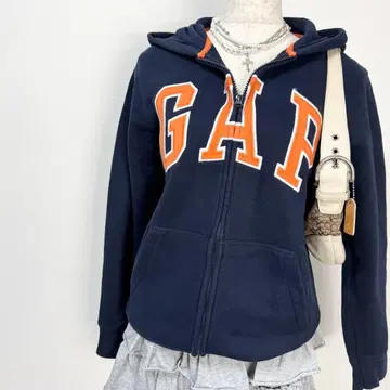 y2k 00s GAP 빅 로고 지퍼 후드티 헤이세이 갸루