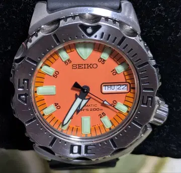 SEIKO 자동 와인딩 손목시계 오렌지 200m 방수