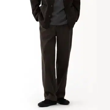 무인양품 가로 세로 스트레치 기모 헤링본 팬츠 남성용 다크 브라운