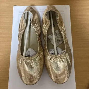 골드 발레 슈즈 합성 피혁