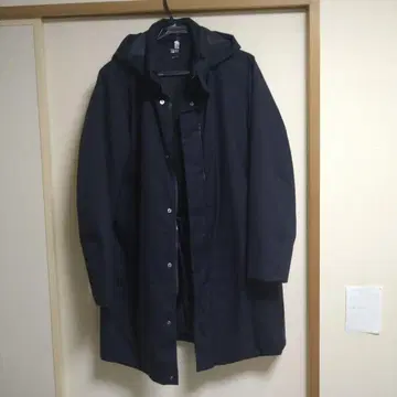 유니클로 네이비 후드 부착 롱 기장 자켓