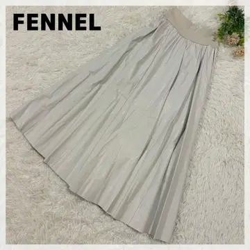 [ FENNEL ] 인조 가죽 플리츠 롱 스커트 뉴앙스 그레이지 허리밴딩