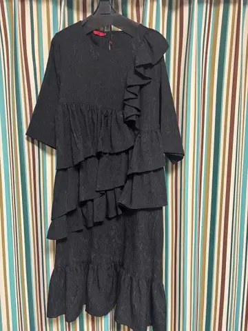 유소죽정 자란자란 블랙 프릴 롱 원피스 미사용 새상품 귀여움