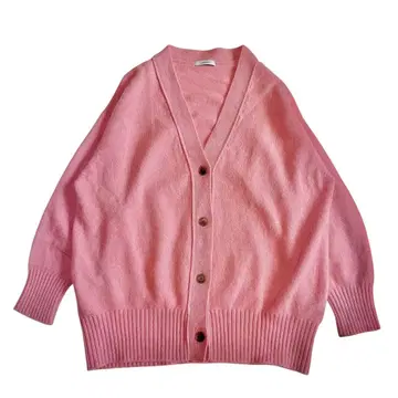 저널 스탠다드 울 캐시미어 와이드 니트 가디건 핑크