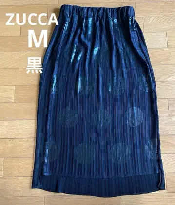 ZUCCA 아코디언 플리츠 스커트 도트 무늬 블랙 M