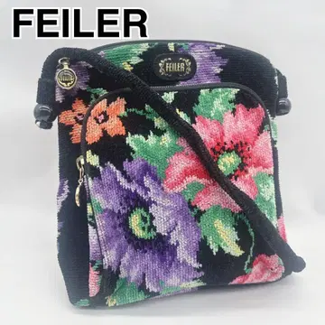 새상품급 FEILER 페이러 꽃무늬 자수 숄더백 블랙 외출용