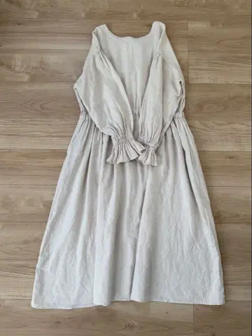 사만사 모스모스 kazumi 콜라보 린넨 원피스 베이지