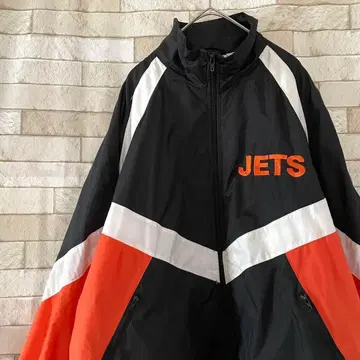 나일론 자켓 자수 JETS 블랙 오렌지 화이트 M
