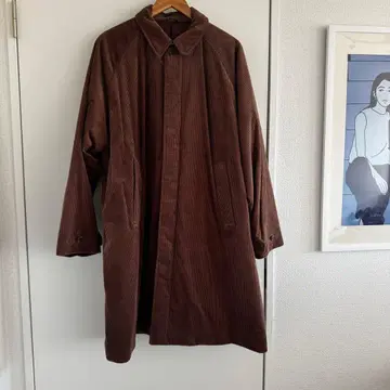 빔즈 브라운 코듀로이 스탠 칼라 코트 A라인