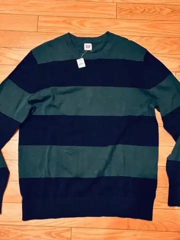 [ 새상품 ] GAP 다크 그린/네이비 스트라이프 스웨터 L