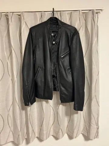 TAKEO KIKUCHI 블랙 램 가죽 라이더 자켓 M